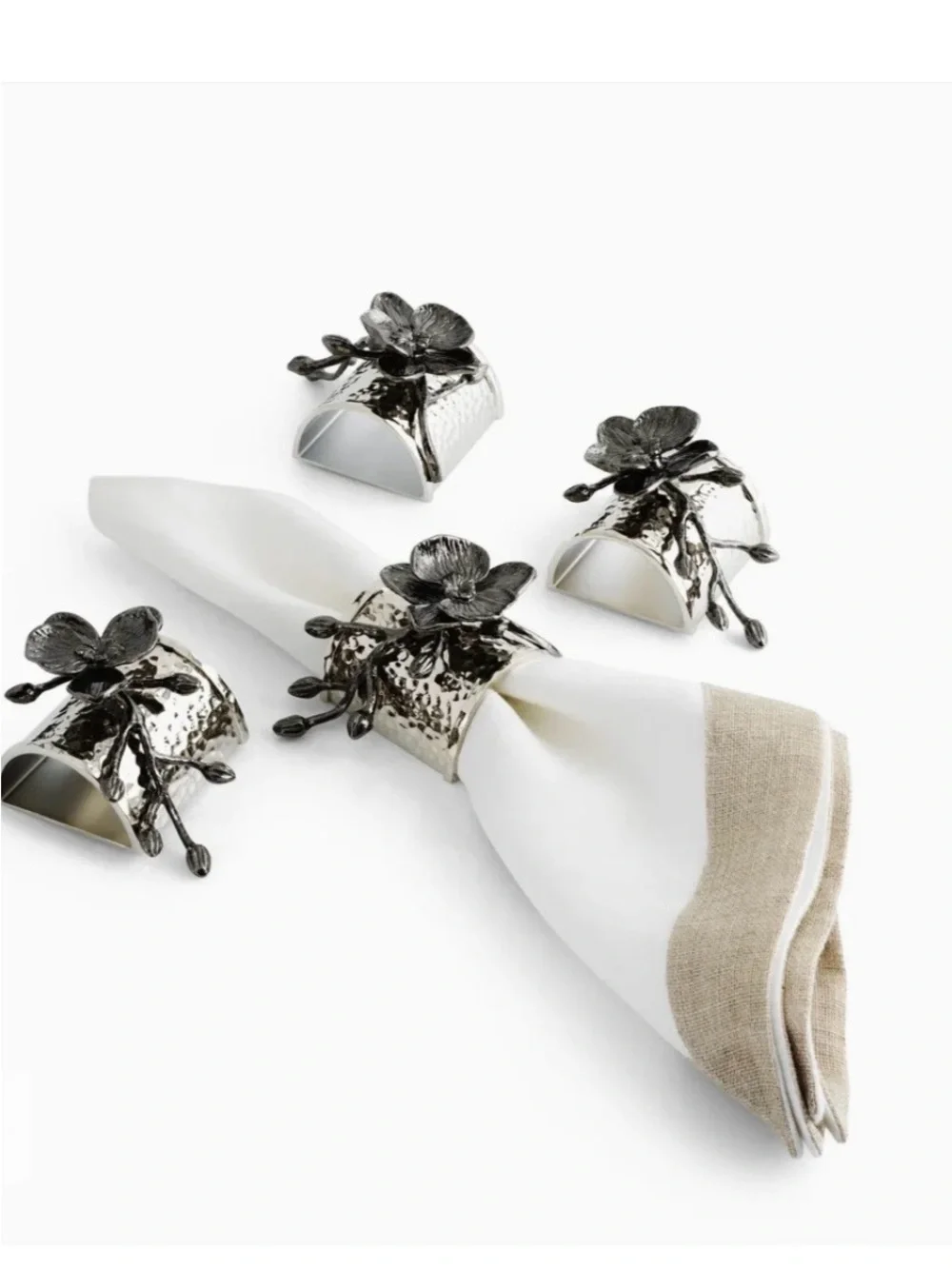 Michael Aram Black Orchid Napkin Ring Set Set of 4